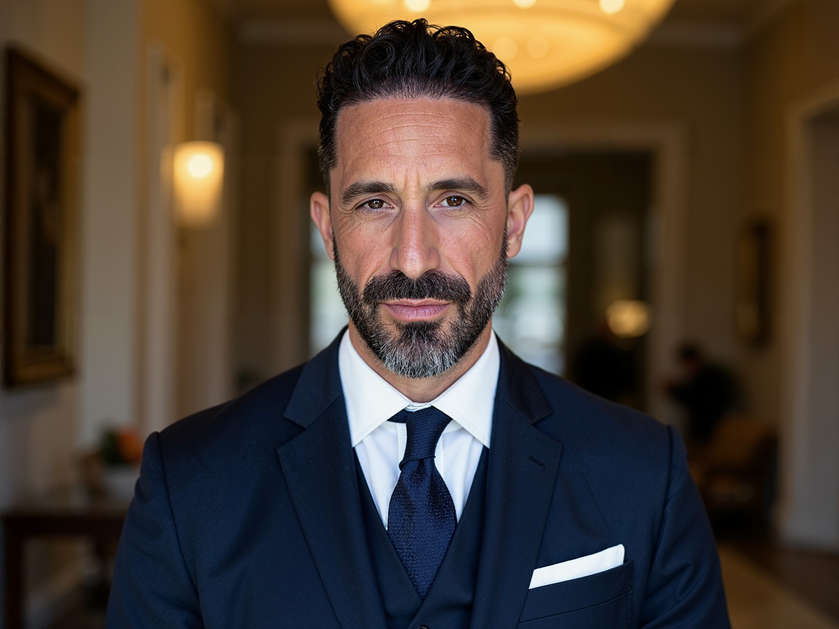 Portrait image of Nick Statman wearing a suit and tie.